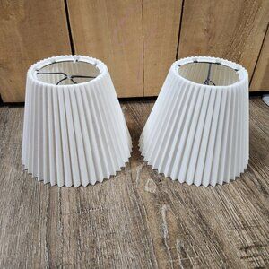set of two vintage hard plastic pleated accordion lamp shades white